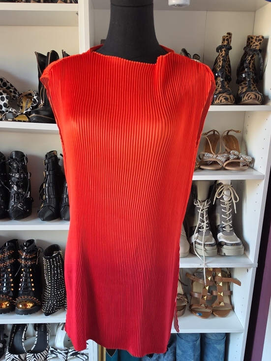 Andrea Iyamah Tops - Andrea Iyamah Sleeveless Pleated Orange-Red Top